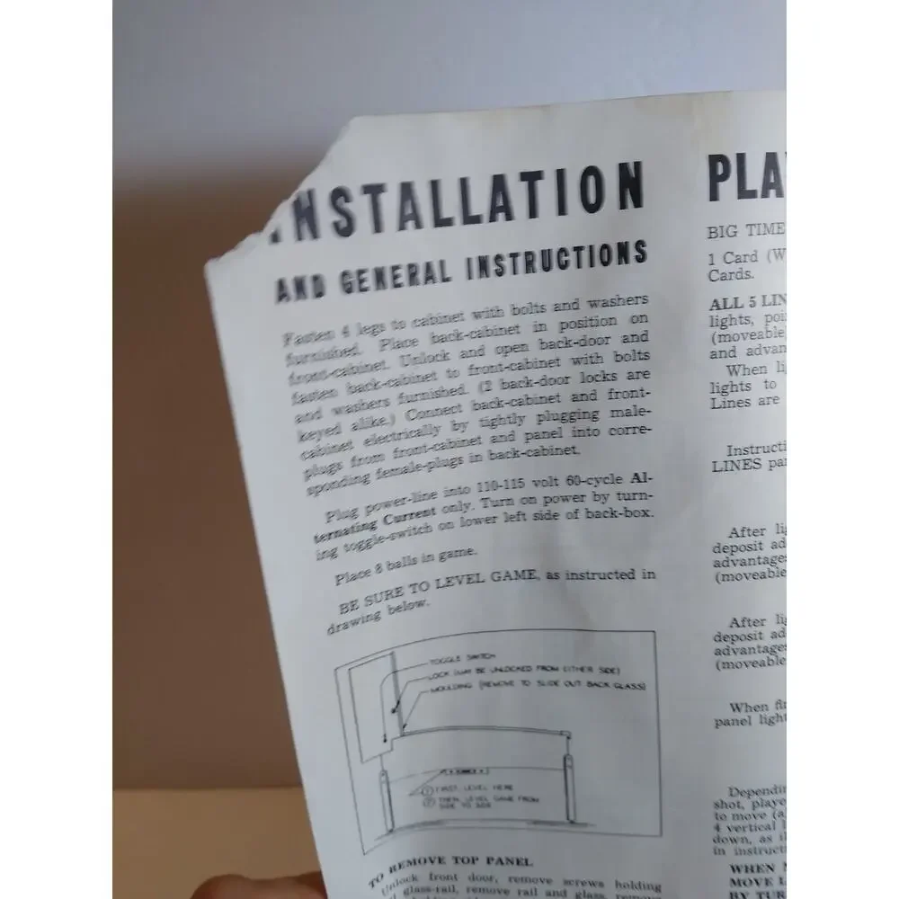 Bally Big Time Pinball Bingo Machine Vintage Service Manual And Schematic 1956